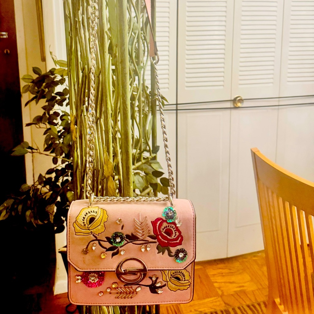 Top shop by  Nordstrom Floral Embroidered Pink Handbag - Picture 2 of 8